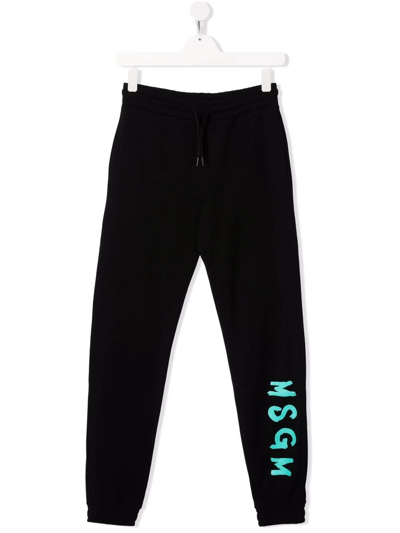 Msgm Kids' Logo-print Track Trousers In Black