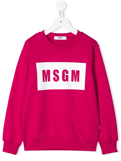 Msgm Kids' Logo-print Sweatshirt In Pink