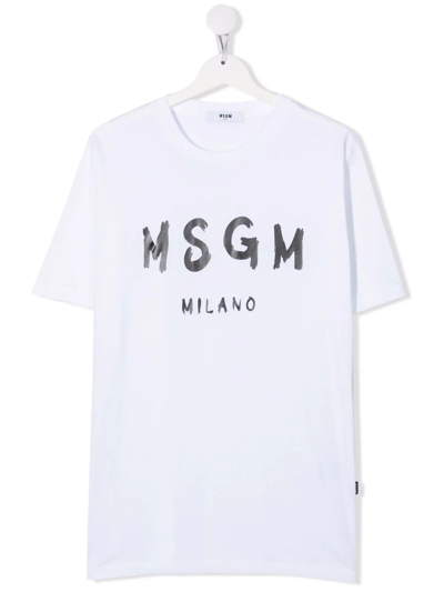 Msgm Teen Logo-print T-shirt In White