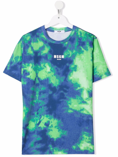 Msgm Kids' T-shirt With Tie Dye Pattern In Multicolor