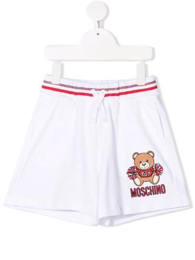 Moschino Teen Teddy Bear Track Shorts In White