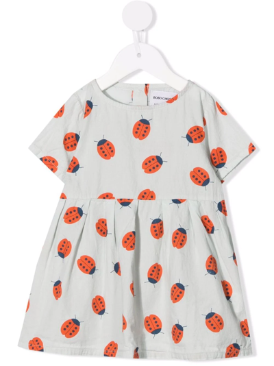 Bobo Choses Babies' Ladybird Short-sleeved Dress In Green