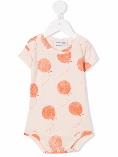 Bobo Choses Babies' Balloon-print Short-sleeve Body In Orange