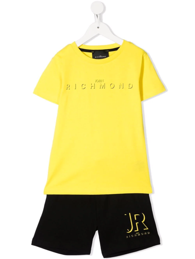 John Richmond Junior Kids' Cotton T-shirt And Shorts Set In Yellow