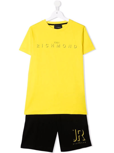 John Richmond Junior Teen Cotton T-shirt And Shorts Set In Yellow