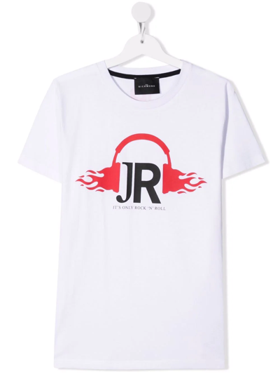 John Richmond Junior Teen Flaming Headphones T-shirt In White