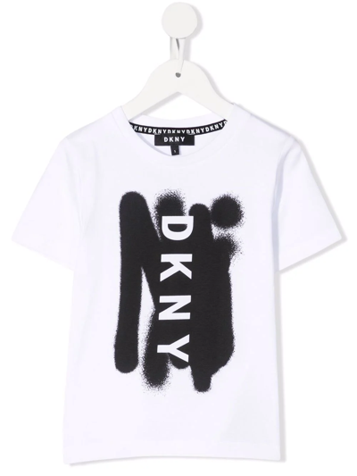 Dkny Kids' Logo-print T-shirt In White