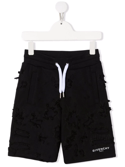 Givenchy Kids' 仿旧效果短裤 In Nero