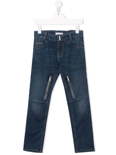 Givenchy Kids' Zip-detail Skinny Jeans In Blue