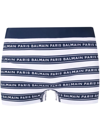 Balmain Logo-stripe Boxers In White