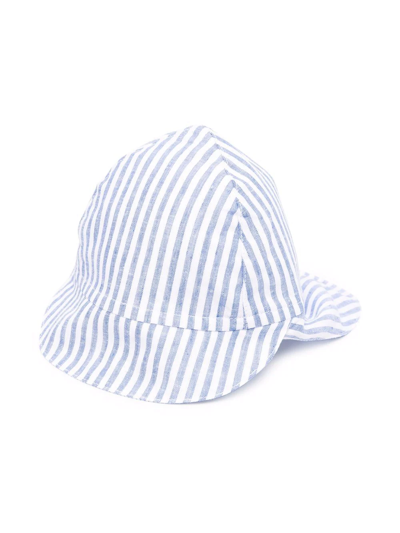 Emporio Armani Kids' Striped Cotton Hat In Blue