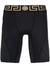 Versace Swim Shorts Featuring Greek Border In Black