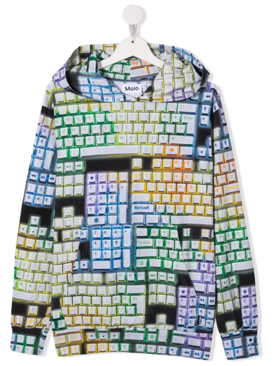 Molo Teen Keyboard-print Hoodie In Black