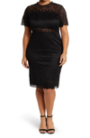 By Design Lucie Elbow Length Sleeve Lace Dress In Black