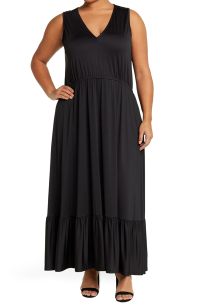 By Design Alba Deep V Maxi Dress In Black