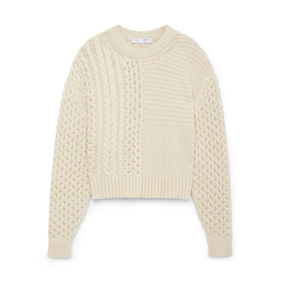 Proenza Schouler White Label Patchwork Cable Knit Sweater In Ivory