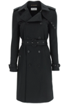 SAINT LAURENT GABARDINE MIDI TRENCH COAT