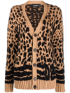 Dsquared2 Leopard-knit Cardigan In 961 Camel