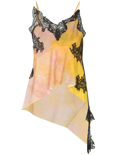 Marques' Almeida Lace Trim Tie-dye Camisole Top In Pink