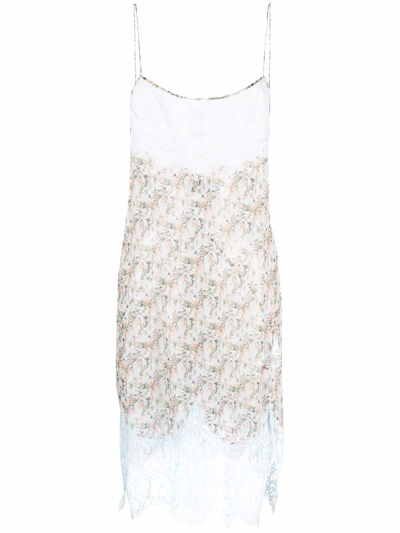 Dsquared2 Floral-print Silk Dress In Blue