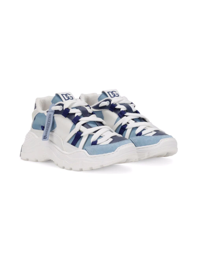 Dolce & Gabbana Kids' Dg-logo Chunky-sole Sneakers In Blue