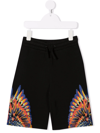 Marcelo Burlon County Of Milan Marcelo Burlon Kids Boys Black Cotton Shorts With Tempera Wings Print In Black