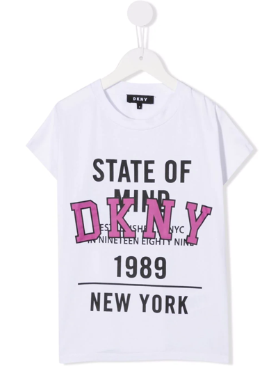 Dkny Girls Teen White Cotton T-shirt