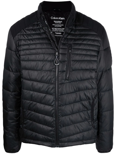 Calvin Klein Quilted Zip-up Jacket In Black