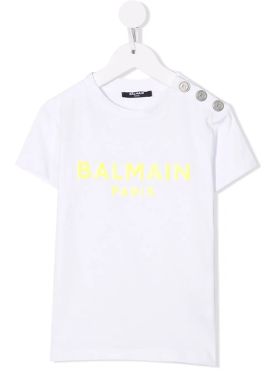 Balmain Kids' Logo-print T-shirt In White