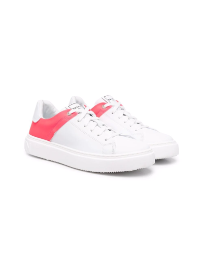 Balmain Teen Colour-block Leather Trainers In White