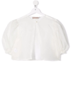 La Stupenderia Teen Puff-sleeve Cropped Bolero Blouse In White