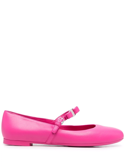 Ferragamo Bow-detail Leather Ballerina Shoes In Fuchsia