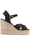 Castaã±er Beige Wedge Sandals In Black
