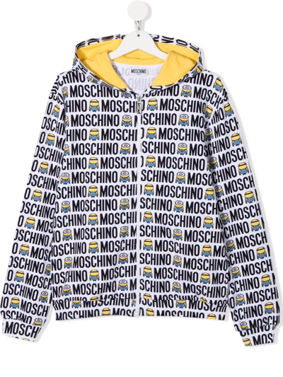 Moschino Teen Minion Logo-print Hooded Jacket In White