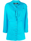 Jacquemus Baunhilha Layered Cutout Cotton-poplin Shirt Dress In Blue