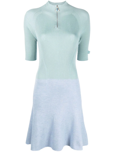 Lanvin Two-tone Knitted Dress In Blue