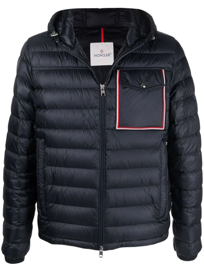 Moncler Logo-patch Puffer Jacket In Blue