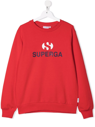 Superga Teen Logo-print Cotton Sweatshirt In Red