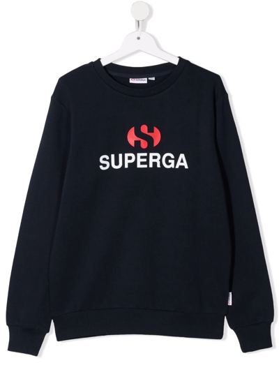 Superga Kids' Logo-print Sweatshirt In Blue