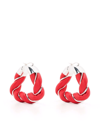 Bottega Veneta Lambskin Leather Hoop Twist Earrings In Rot