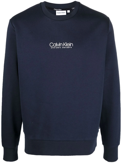 Calvin Klein Logo Coordinates Sweatshirt In Navy
