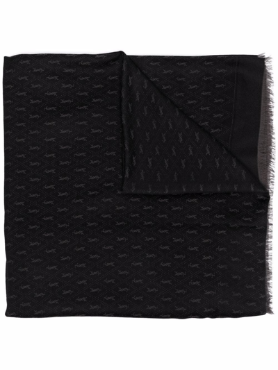 Saint Laurent Monogram Fine-knit Scarf In Schwarz