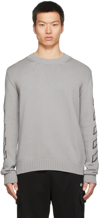 Off-white Grey Cotton Blend Diag Outline Sweater