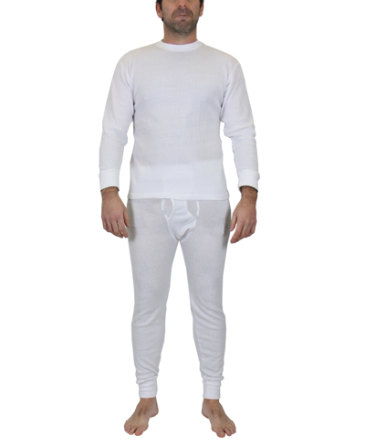 Galaxy By Harvic Men's Winter Thermal Top And Bottom, 2 Piece Set In White