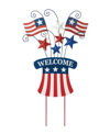 GLITZHOME WOODEN AND METAL PATRIOTIC FLAGS YARD STAKE OR WALL DECOR KD, TWO FUNCTION, 30.25"