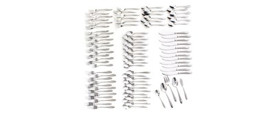 Cambridge Silversmiths Swirl Sand 89-piece Flatware Set, Service For 12 In Silver