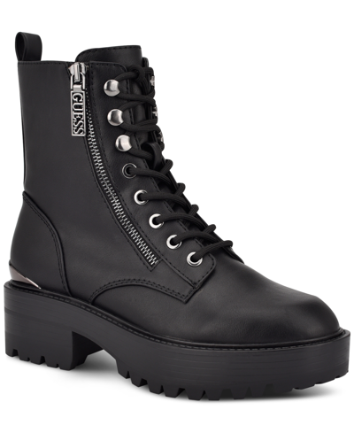 Guess Women's Fearne Lug Sole Lace Up Bootie In Black