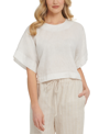 Dkny Womens Textured Hi Low Blouse In White