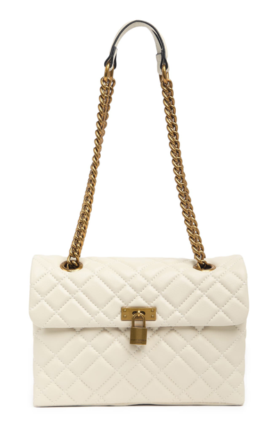 Kurt Geiger Brixton Lock Leather Shoulder Bag In Natural