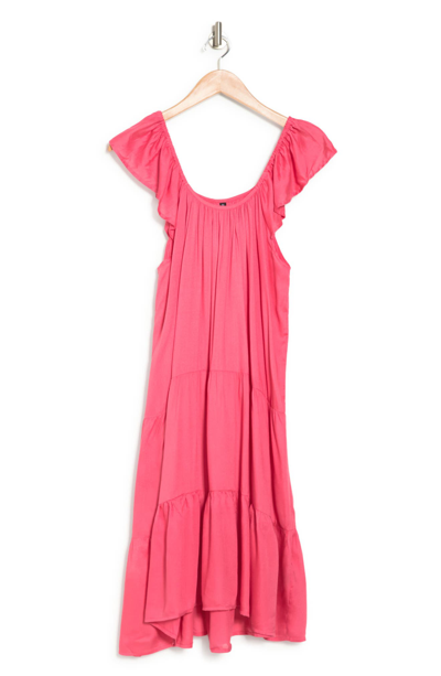 Boho Me Tiered Off-the-shoulder Dress In Watermelon